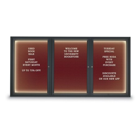 United Visual Products Indoor Enclosed Combo Board, 42"x32", Black Frame/Grey & Ultramarine UVCB4232B-GREY-ULTMAR